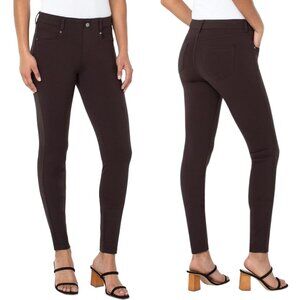 Liverpool Gia Glider Chocolate Espresso Stretch Faux Denim Skinny Trousers SZ 12